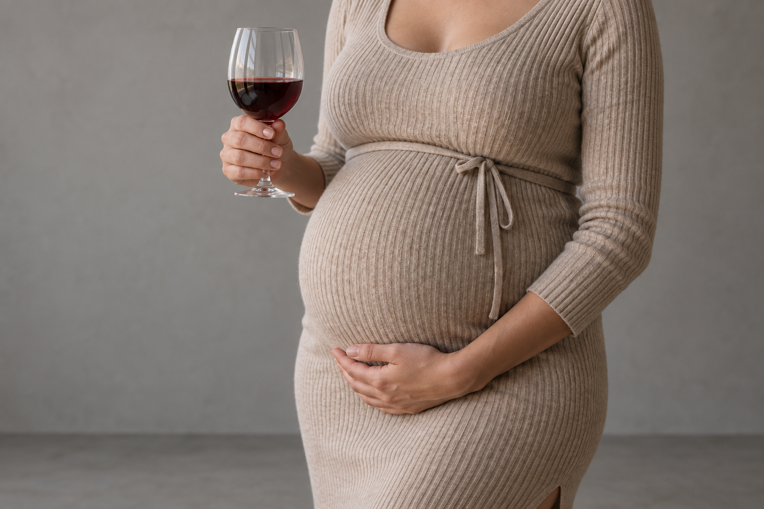 Gravid Mage Och Ett Vinglas